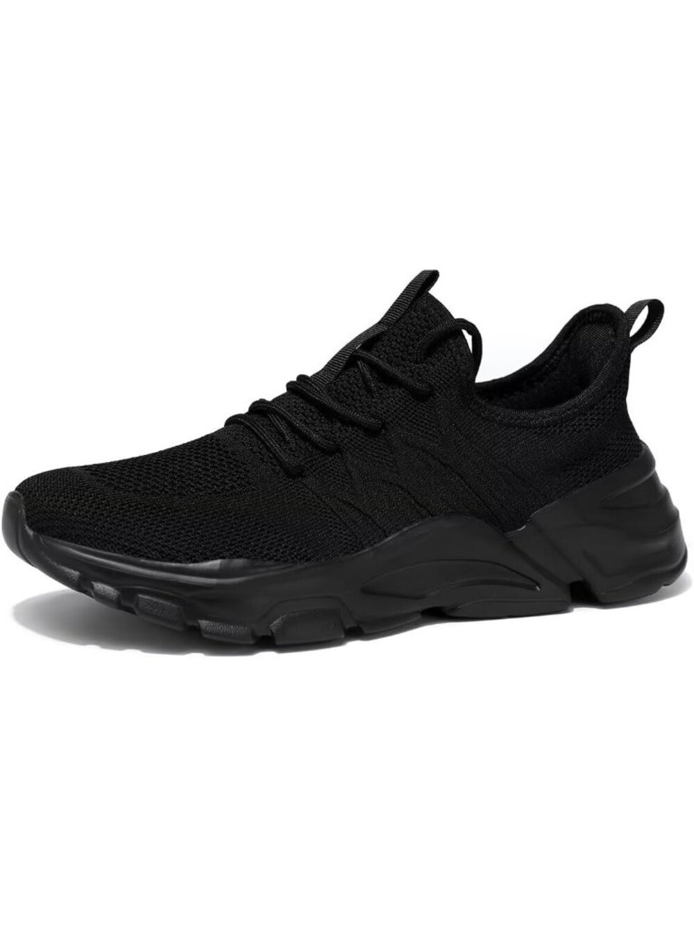 Men's Black Non Slip Breathable Lightweight Pull On Athletic Fashion Sneaker - Picture 1 of 6